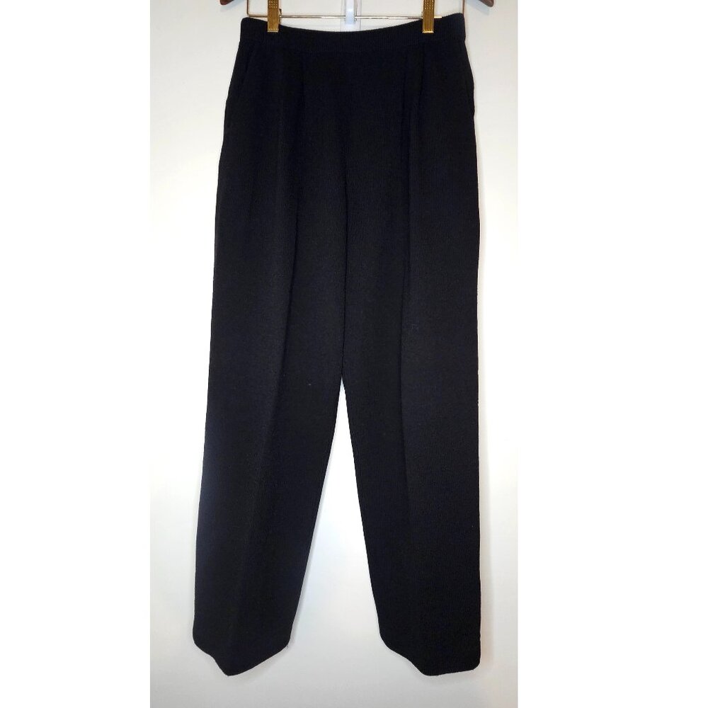St. John Basics Santana Knit High-Rise Pleated Front Pants 4 Cropped/Petite